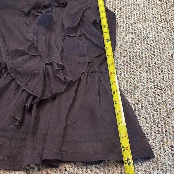 Papaya Purple Plum Asymmetrical One Shoulder Romantic Ruffled Blouse. Small - Picture 8 of 9